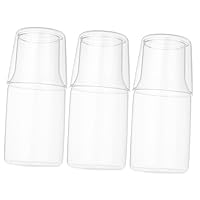 BESTOYARD 3 Sets Clear Drinking Glasses Glass Tea Kettle Hot Water Kettle Water Carafe with Lid Glass Water Pot Bedside Water with Glass Cup for Nightstand Glass Water Carafe Ef At Night Mug