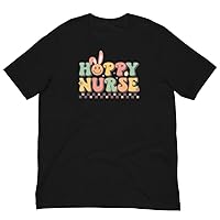 Hoppy Nurse Retro Easter Colors for Nurses Bunny Ears Vintage Style Tee Shirt