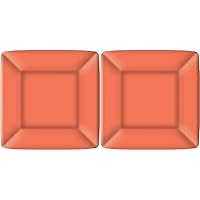 Boston International IHR Square Dessert Paper Plates, 8-Count, 7 x 7-Inches, Coral (Pack of 2)