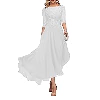 Laces Mother of Bride Dresses with Sleeves A-Line Chiffon Formal Evening Gown