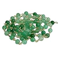 5 Feet Long gem Chrysoprase 6mm Round Shape Smooth Cut Beads Wire Wrapped Silver Plated Rosary Chain for Jewelry Making/DIY Jewelry Crafts CHIK-ROS-CH-56067