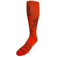 Epic Adult Leukemia Awareness Orange Ribbon Design Knee-High Socks (1-Pair) 9-11 (MEDIUM) SOCK SIZE