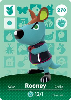 Rooney - Nintendo Animal Crossing Happy Home Designer Amiibo Card - 270