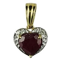 Carillon Ruby Gf Natural Gemstone Heart Shape Pendant 10K, 14K, 18K Yellow Gold Uniqe Jewelry