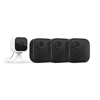 Outdoor 4 (4th Gen) + Blink Mini – Smart security camera, two-way talk, HD live view, motion detection, set up in minutes, Works with Alexa – 3 camera system + Mini (White)