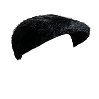 no brand (Color: Black) Angora Hunting Beret Hat Newsboy Fur Unisex Men's Women's 2-Way Autumn Winter Plain Simple Angora 100% Hunting Hat Bird Hat 22.8 inches (58 cm), Black