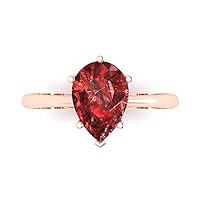 Clara Pucci 2.50 ct Pear Cut Solitaire Natural Deep Pomegranate Dark Red Garnet Engagement Bridal Promise Anniversary Ring 14k Rose Gold