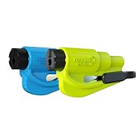 resqme Pack of 2 The Original Emergency Keychain Car Escape Tool, 2-in-1 Seatbelt Cutter and Window Breaker, Made in USA, Blue, Yellow - Compact Emergency Hammer