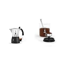 Bialetti - New Brikka, Moka Pot, the Only Stovetop Coffee Maker, 2 Cups (3.38 Oz), Aluminum and Black & Smart Coffee Jar: Made in Glass to Preserve the Aroma of the Coffee - 250g