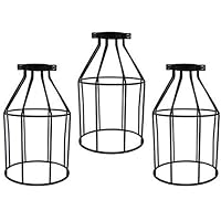 FSLIVING 3 Pack Metal Lamp Protection Lamp Cage Pendant Lamp Holder Ceiling Fan Bulb Vintage Open Style Adjustable Lamp Cage Industrial Quality (Shade Only)