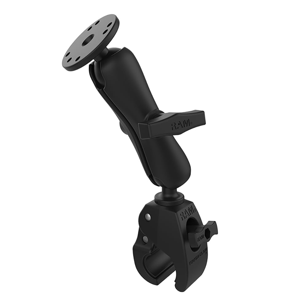 RAM Mounts RAP-404-202U Tough-Claw Medium Clamp Double Ball Mount with Round Plate with Medium Arm for Rails 1