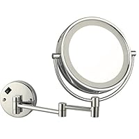 Nameeks AR7705-SNI-3x Glimmer Double Face Round LED 3x Magnification Makeup Mirror, Satin Nickel