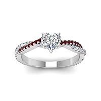 Choose Your Gemstone Twisted Vine Diamond CZ Ring Sterling silver plated Heart Shape Side Stone Engagement Prong Setting Birthstone Ring for womens & Girls Size US 4 TO 12