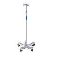 Movable Trolleys, Household Serving Cart High and Low Adjustable Deluxe Drip Stand Infusion Holder Hanging Bottle Rack on Wheels, 4 Hooks, Stainless Steel