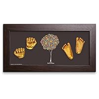 Momspresent Baby Hand Print and Foot Print Deluxe Casting kit with Brown Frame7 Gold