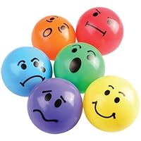 Constructive Playthings Express Your Feelings Soft Vinyl Balls, Therapy Toys for All Ages, Alternative to Feelings Chart, Vinyl Balls, Indoor Use Only, Set of 6