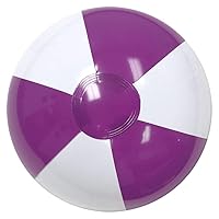 16-Inch Deflated Size Purple & White Beach Ball - Inflatable to 12-Inches Diameter