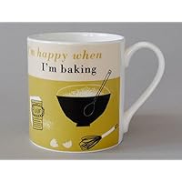 I'm Happy When I'm Baking Contemporary Bone China Mug Olive - Stoke on Trent, England