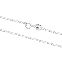 Adabele 1pc Authentic Sterling Silver 1.5mm 2mm 2.5mm Diamond-Cut Figaro Link Chain Necklace Tarnish Resistant Hypoallergenic Nickel Free Women Men Jewelry Made In Italy