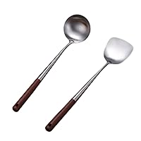 1 Set Long Handle Cooking Spatula Large Soup Ladle Griddle Tools Grill Tools Wok Spatula Cookware Spatula Porridge Spoon Wok Utensils Frypan Stainless Steel Hot Pot Mixing Spoon