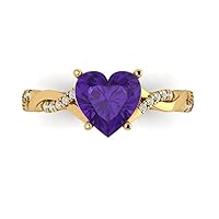 Clara Pucci 2.13ct Heart Cut Criss Cross Solitaire Halo Amethyst Proposal Designer Wedding Anniversary Bridal ring 14k Yellow Gold