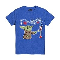 STAR WARS Boys' Cute Grogu 4th of July Red White and Blue Firecracker T-Shirt