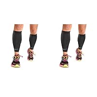 Rehabilitation Advantage Copper Infused Calf & Shin Compression Sleeves, Pair, Large (Pack of 2)