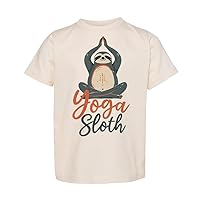 Baffle Funny Toddler Shirt, Yoga Sloth, 80's, Funny Yoga, Animal, Retro, Unisex, Toddler Tee, Youth, Short Sleeve T-Shirt (3T, Natural)