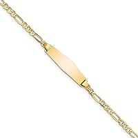 14k Yellow Gold Soft Figaro Name Bar Identification Id Bracelet Fine Jewelry For Women Gifts For Her