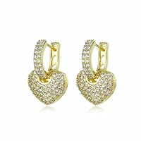 Indi Gold & Diamond Jewelry 0.50Ct Round Cut Created White Diamond Small Heart Shape Drop & Dangle For Women's Earring 14k Yellow Gold Finish