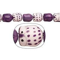 Porcelain Beads Night Watch owl Purple White 14x16mm 12pcs/String