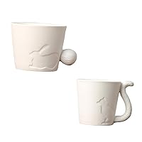 2pcs Candlestick Cup Cups for Espresso Cups Bunny Tail Espresso Shot Glass Coffee Drinks Coffee Gifts Ceramic Mug Coffee Mugs Milk Cup Drinking Cup White Animal Ceramics Handle Cup