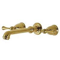 Kingston Brass KS7127BL English Country Two-Handle Wall Mount Bathroom Faucet, 10-7/16 inch in Spout Reach, Brushed Brass