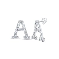 10K White Gold Diamond A Initial Letter Earrings 1/6 Ctw.