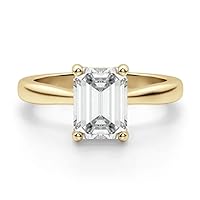 Emerald Cut Moissanite Ring, 2 Carats, Colorless VVS1 Stone, Sterling Silver Setting, Wedding Anniversary Ring for Women