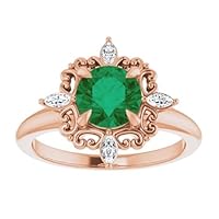 Art Deco Compass Point 1.5 CT Emerald Engagement Ring 14k Gold, North Star Emerald Wedding Ring, Vintage Green Emerald Bridal Ring, May Birthstone Anniversary Ring Perfact for Gift