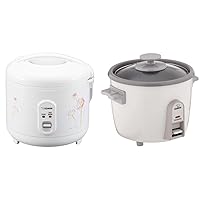Zojirushi NS-RPC10FJ Rice Cooker and Warmer, 5.5-Cup (Uncooked), Tulip & NHS-06 3-Cup (Uncooked) Rice Cooker, White (-WB)