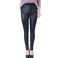 Plus Size Leggings Women PU Leather Pants Fleece Thick Warm Jeggings High Waist Push Up Trousers