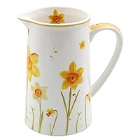 LP94898 Ceramic Jug | Daffodils design | 1 Pc, White and Yellow