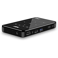 P09 Mini Pocket Projector with 5000 mAh Battery Android 2GB 32GB Bluetooth Dual WiFi MAX 4K Video Mini 3D Projectors (Black)