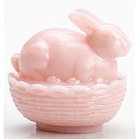 Glass Easter Bunny Rabbit on Covered Dish Mosser Glass (Crown Tuscan)