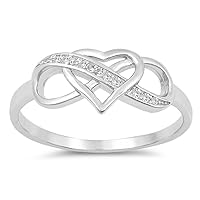2.00Ctw Round Cut Diamond Infinity Heart Shape Engagement Wedding Ring For Women's And Men's 14k White Gold Finish