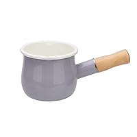 Enamel Milk Pot, Butter Warmer Non-stick Mini Saucepan, 4 Inch 17 Oz Small Cookware with Wooden Handle(Purple)