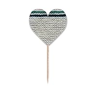 Fabric Flax Knit Gray Toothpick Flags Heart Lable Cupcake Picks