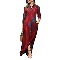 Chic and Elegant Woman Dress Temperament Long Sleeved Lapel Solid Color Denim Dresses Streetwear s7 XXL