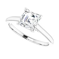 925 Silver,10K/14K/18K Solid White Gold Handmade Engagement Ring 1.5 CT Asscher Cut Moissanite Diamond Solitaire Wedding/Gorgeous Gift for Women/Her Bridal Rings