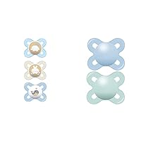 MAM Newborn Girl and Boy Pacifiers, Breastfeeding Nipple, Sterilizer Case, Blue and Colors of Nature, 3 Count and 2 Count