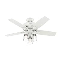Hunter Fan Company, 50418, 44 inch Bennett Matte White Ceiling Fan with LED Light Kit and Handheld Remote