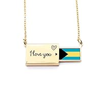 The Bahamas National Flag North America Country Letter Envelope Necklace Pendant Jewelry