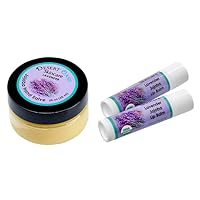 Lavender Hand Salve with over 50% Jojoba Oil plus 2 Organic Lavender Lip Balms with over 70% Jojoba Oil. 100% Natural. By Desert Oasis Skincare (1 fl oz/29 ml)